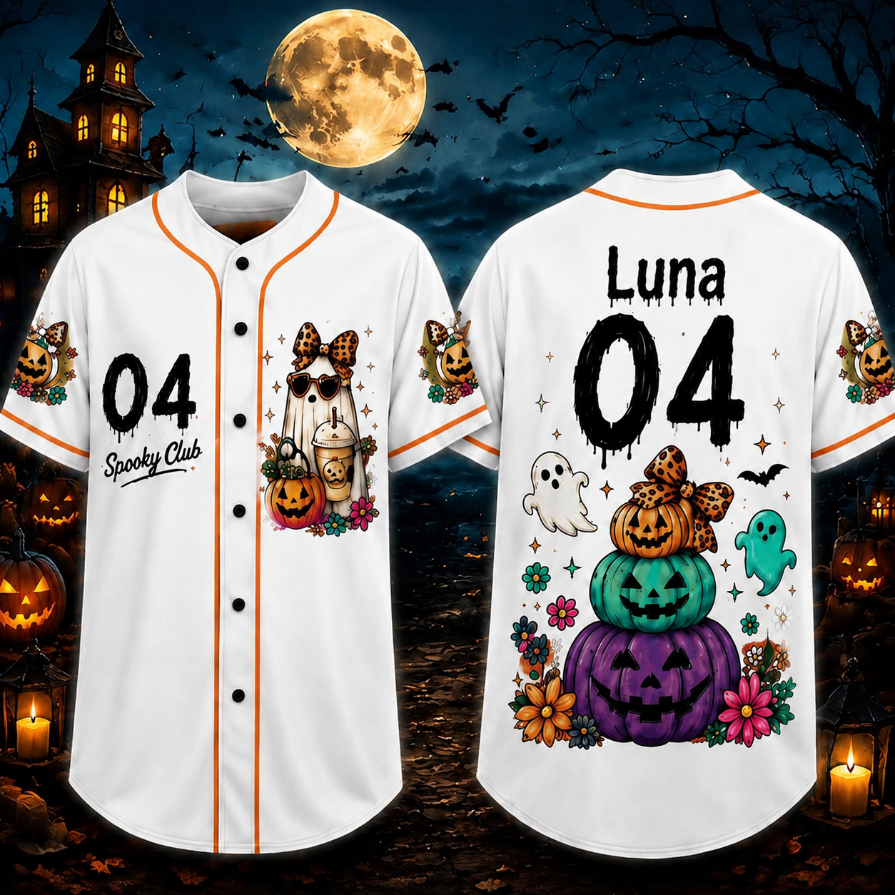 Personalized Halloween Button Up Baseball Jersey For Kid & Adult | CWHalloween91