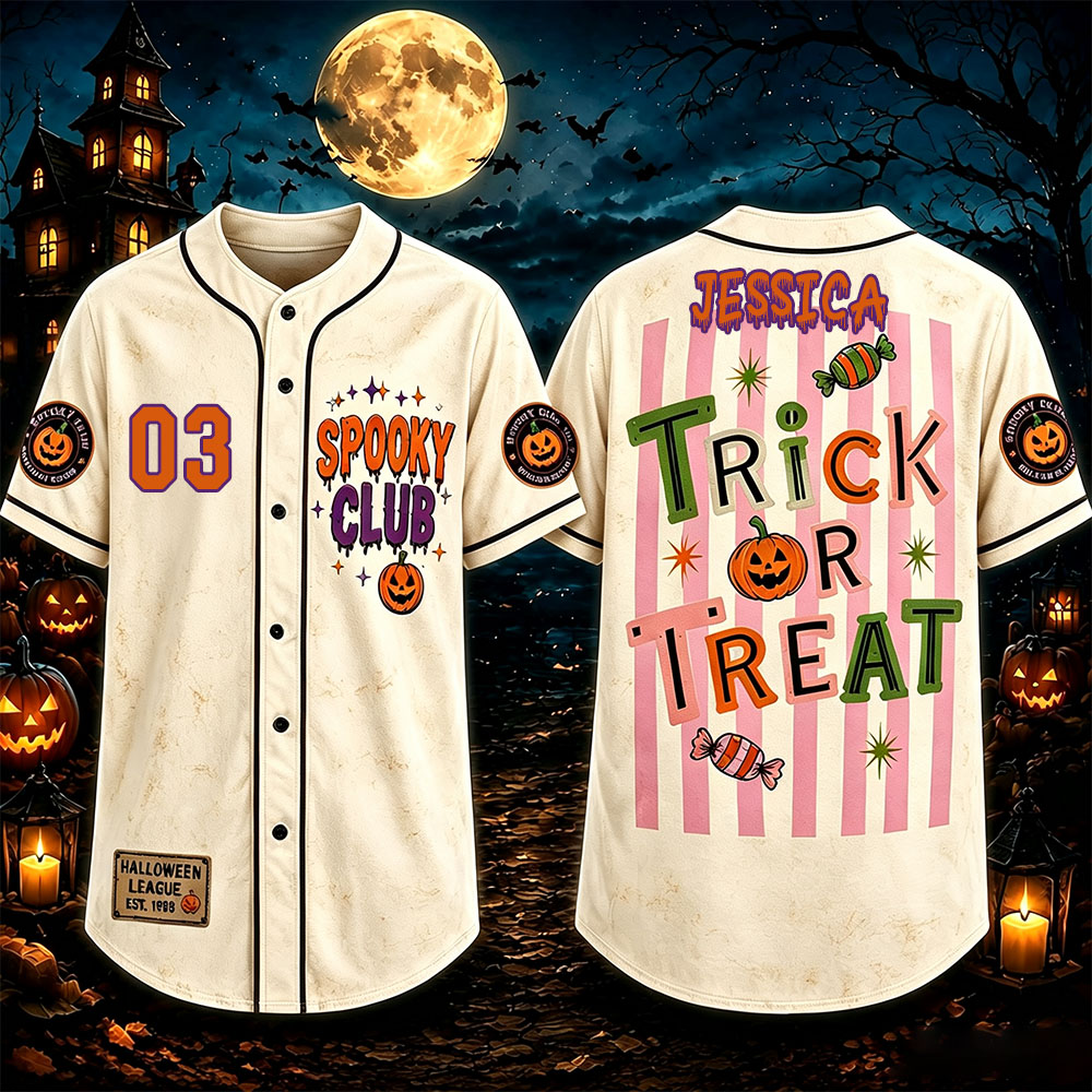 Personalized Halloween Button Up Baseball Jersey For Kid & Adult | CWHalloween94