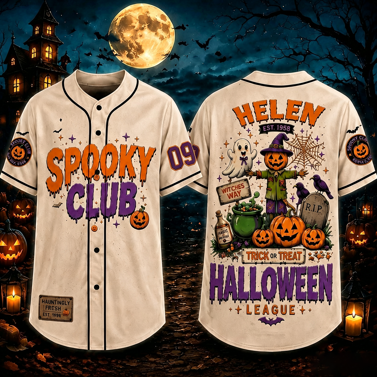 Personalized Halloween Button Up Baseball Jersey For Kid & Adult | CWHalloween92