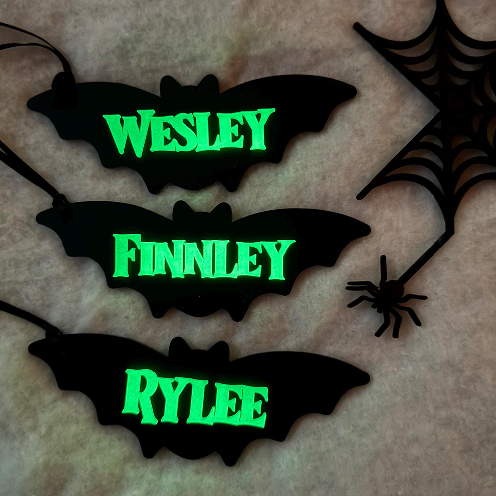Personalized Halloween Glow in the Dark Bat Basket Decor | CWHalloween118