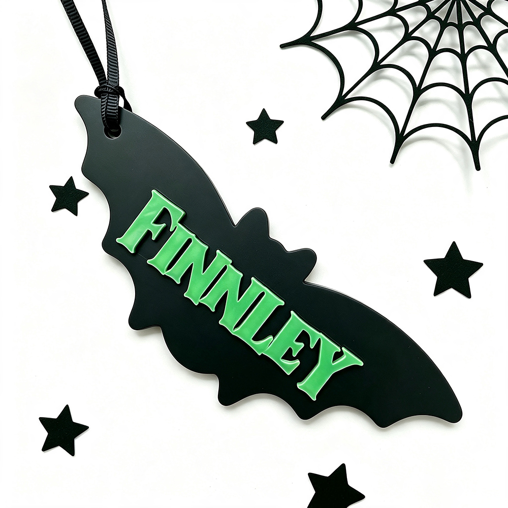 Personalized Halloween Glow in the Dark Bat Basket Decor | CWHalloween118