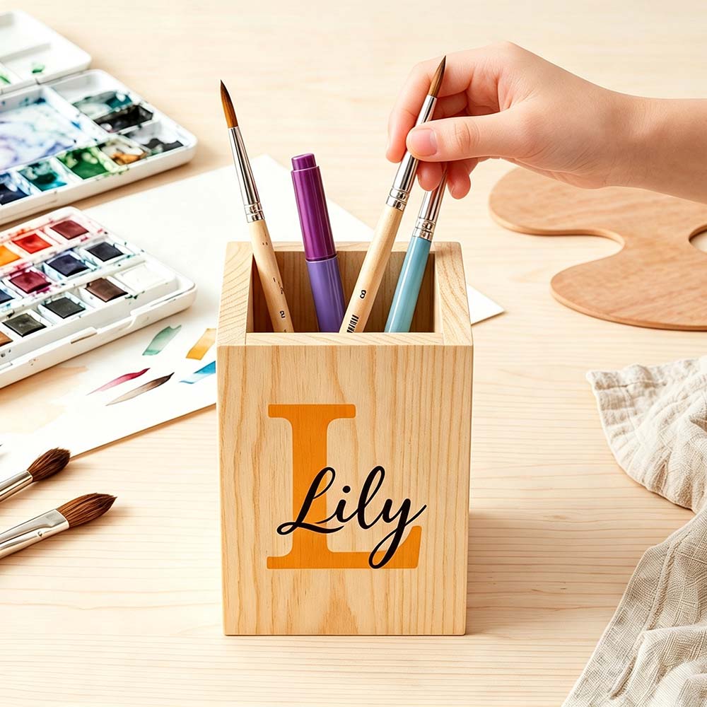Personalized Wooden Pencil Holder For Kids | CWToy203
