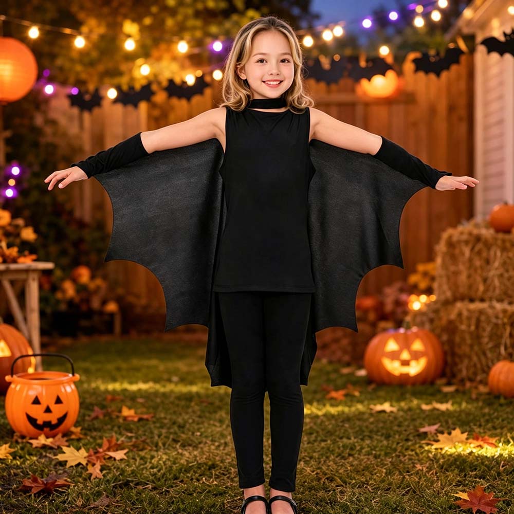 Personalized Hand Embroidered Halloween Kids Bat Wing Cape | CWHalloween121