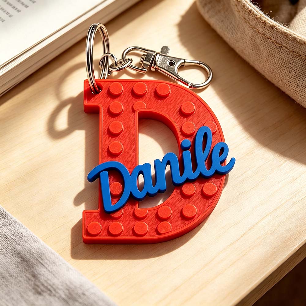 Personalized 3D Printed Brick Style Name Keychain | CWGift93