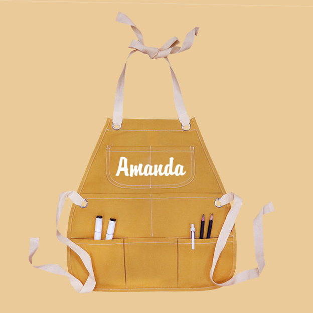 Personalized Color Cotton Apron with Garden Toy Set | Apron07