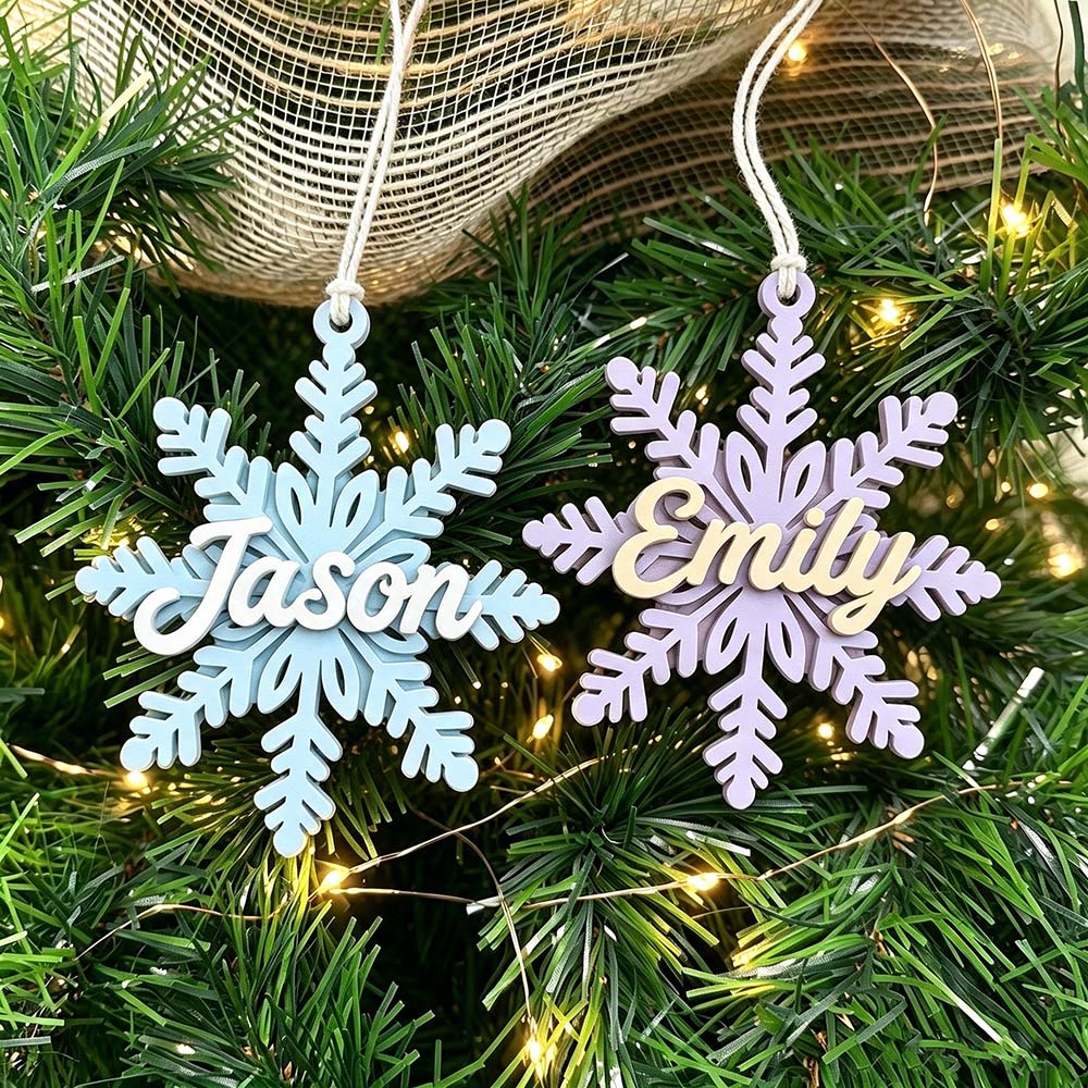 Personalized 3D Printed Christmas Snowflake Gift Name Tag | MCGift368