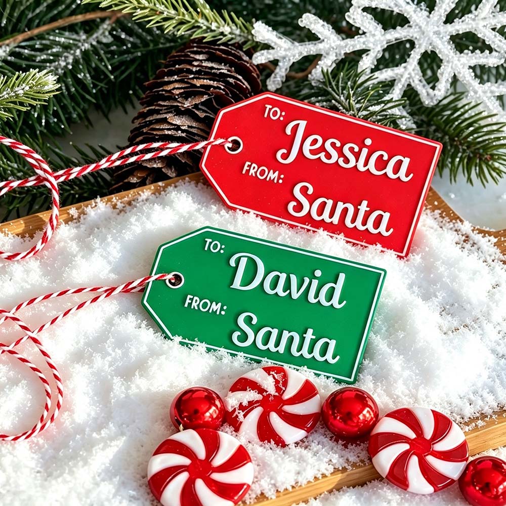 Personalized 3D Printed Christmas Santa Gift Tag | MCGift369
