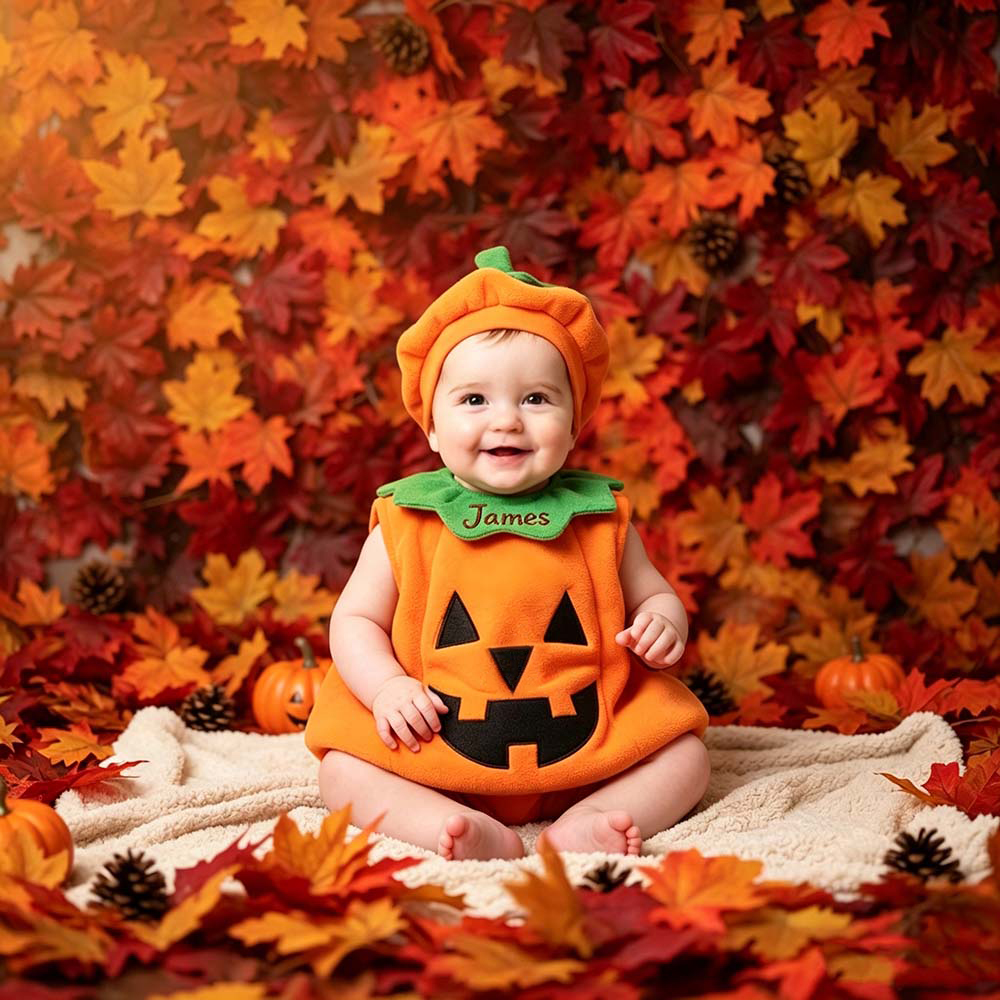Personalized Embroidered Baby Pumpkin Halloween Costume Set | CWHalloween125