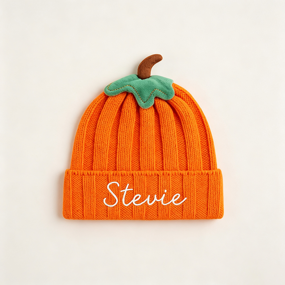Personalized Embroidered Pumpkin Wool Beanie | CWHalloween126