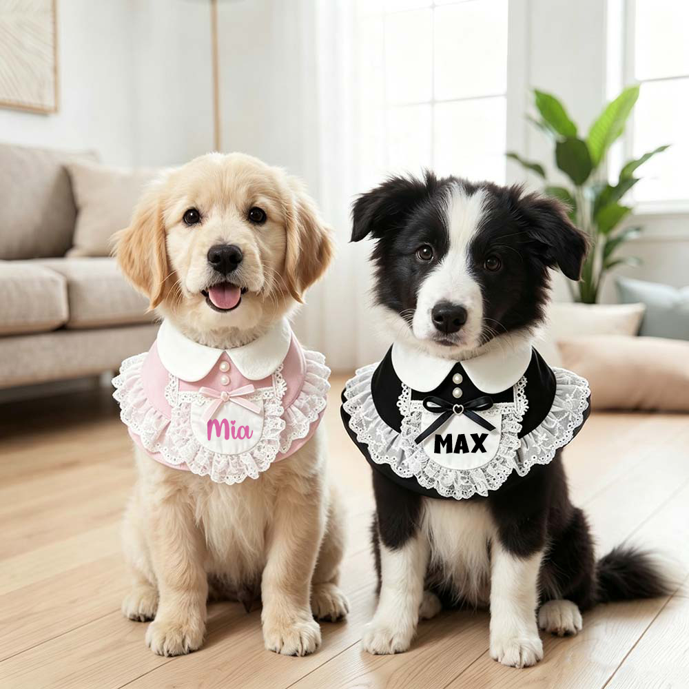 Personalized Wedding Pet Cute Little Maid Bow Bib | BKPet566