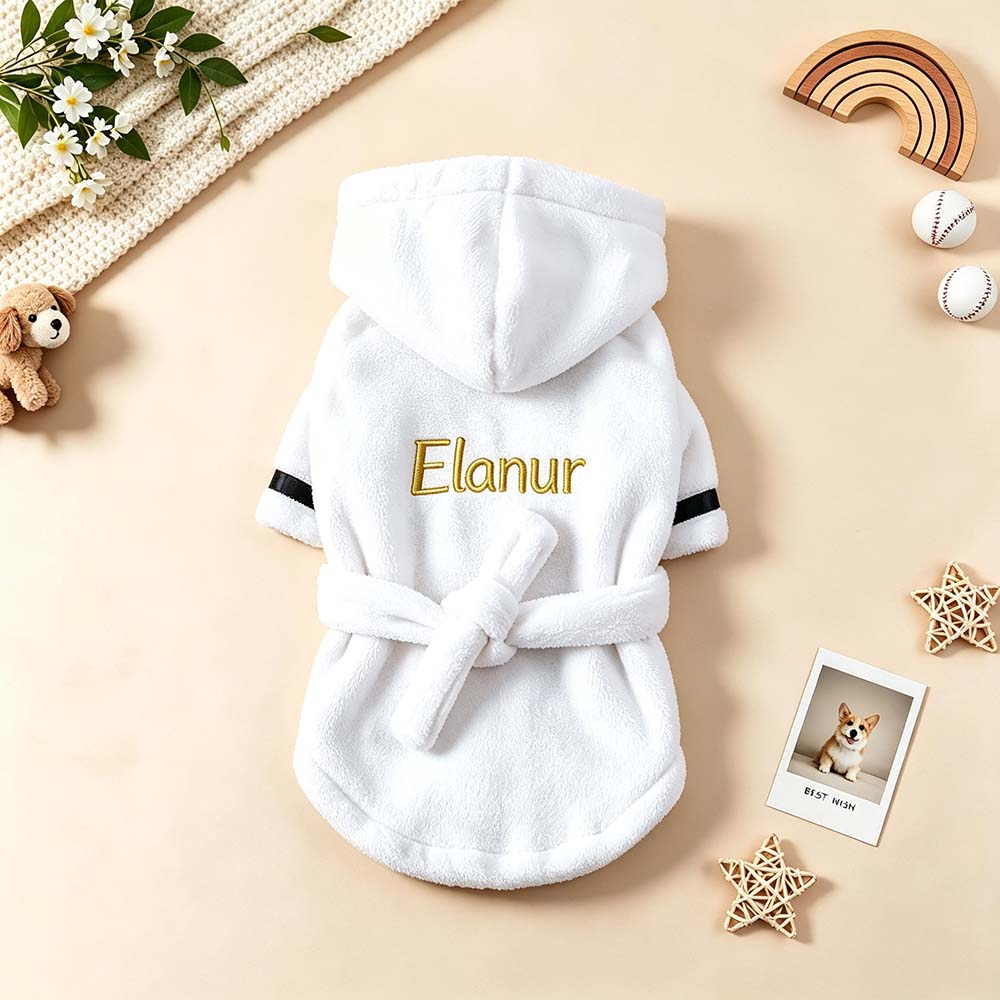 Personalized Embroidery Soft Hooded Pet Bathrobe | BKPet569