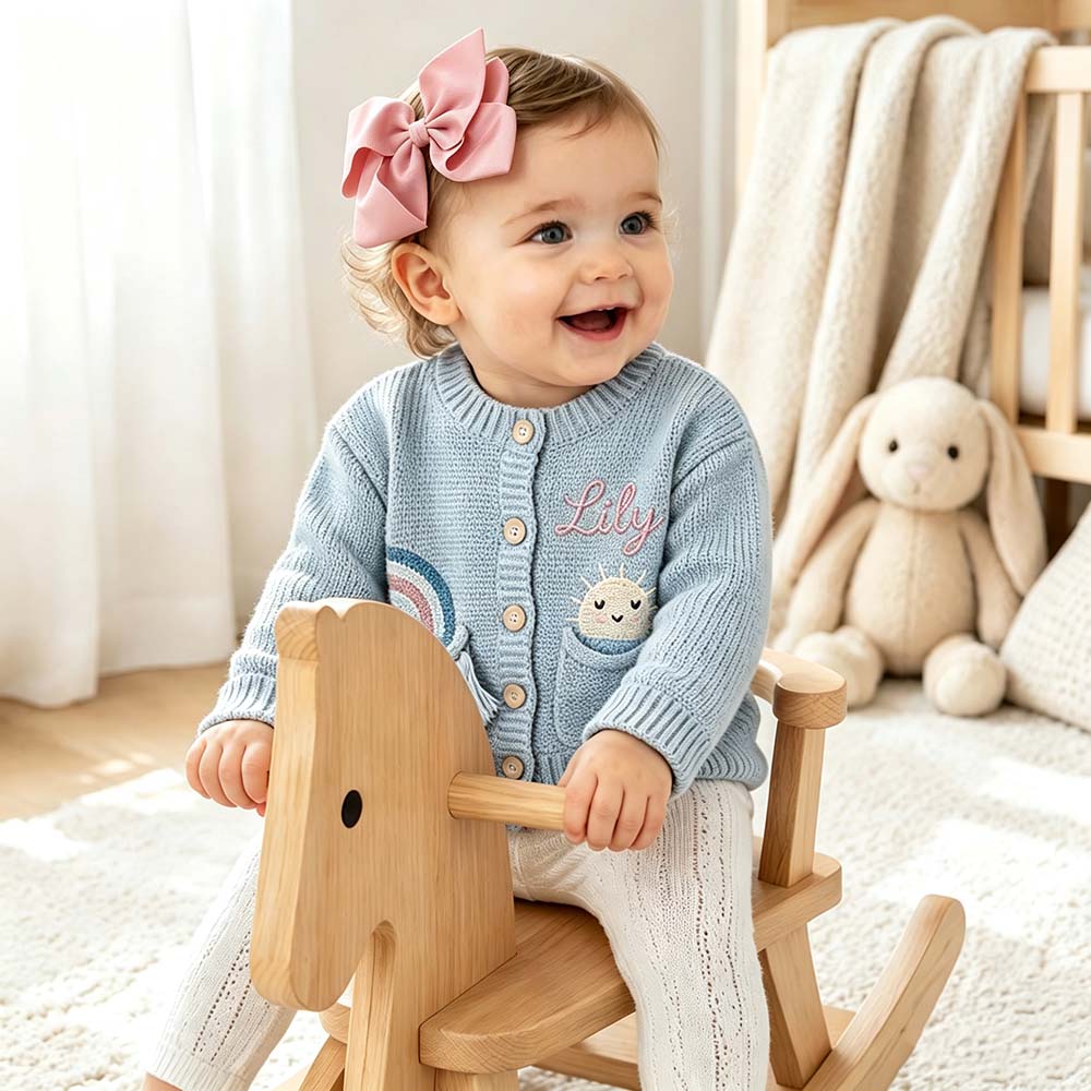 Personalized Embroidered Baby Sunshine Rainbow Cardigan | CWBaby522