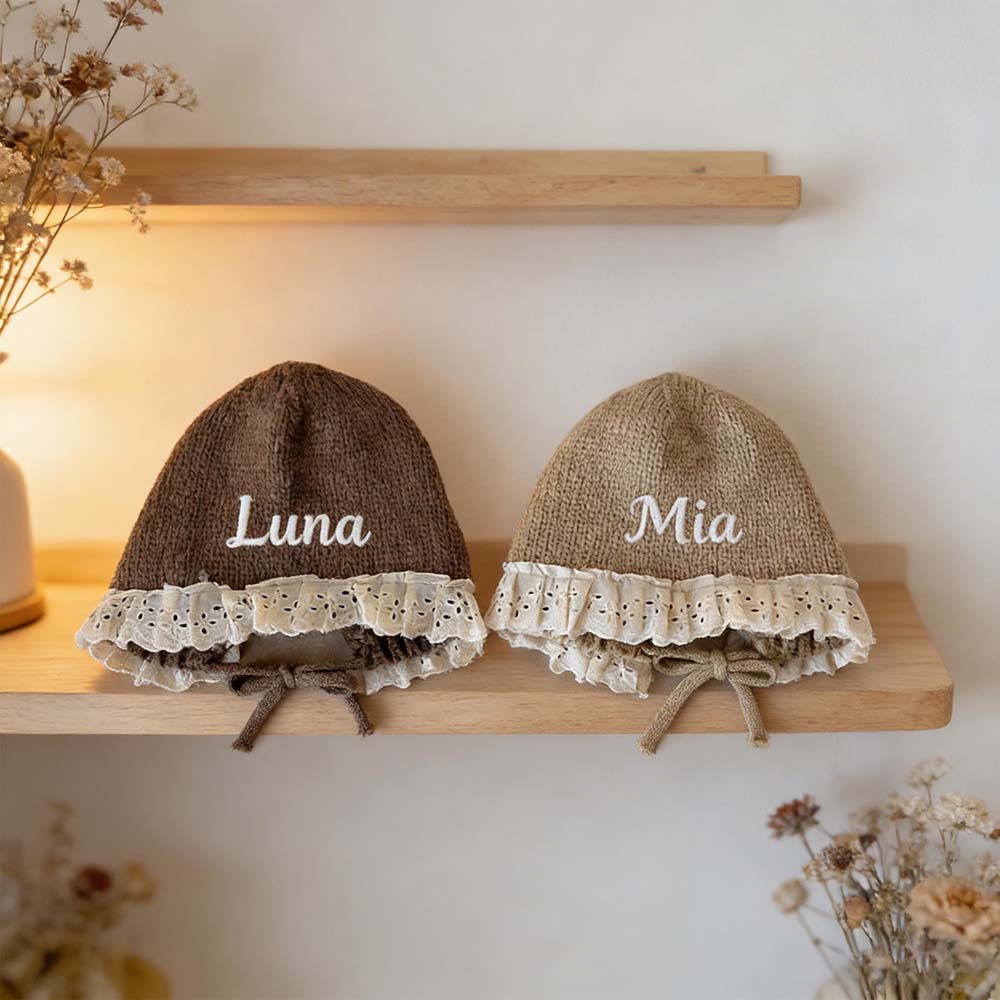 Personalized Embroidery Winter Hat Lace Bonnet | HSKid61
