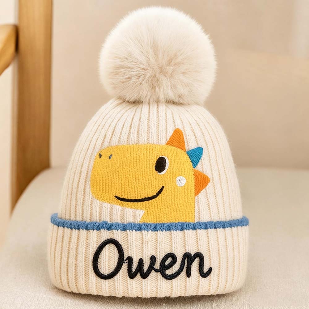 Personalized Embroidery Dinosaur Pom Pom Hat for Comfort & Unique | HSKid20