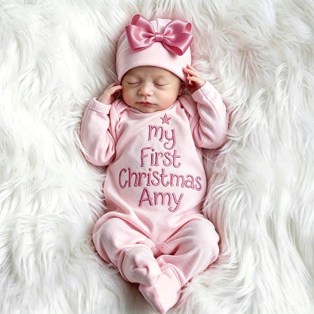 Personalized Embroidery Baby First Christmas Outfit Set | MCGift379