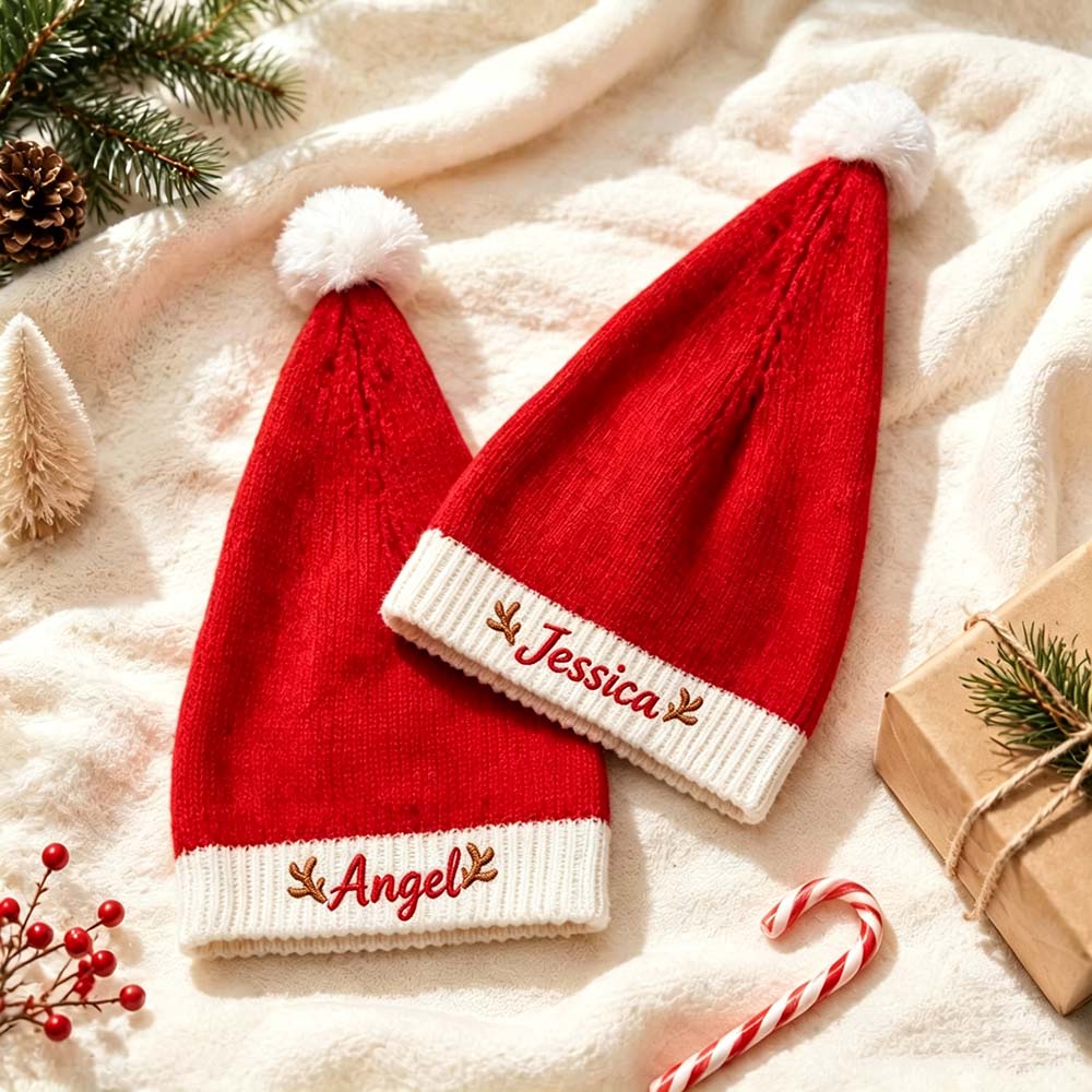 Personalized Embroidered Knitted Christmas Santa Hat | MCGift382