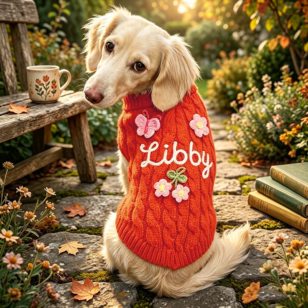 Personalized Hand Embroidered Pets Knit Turtleneck | BKPet580