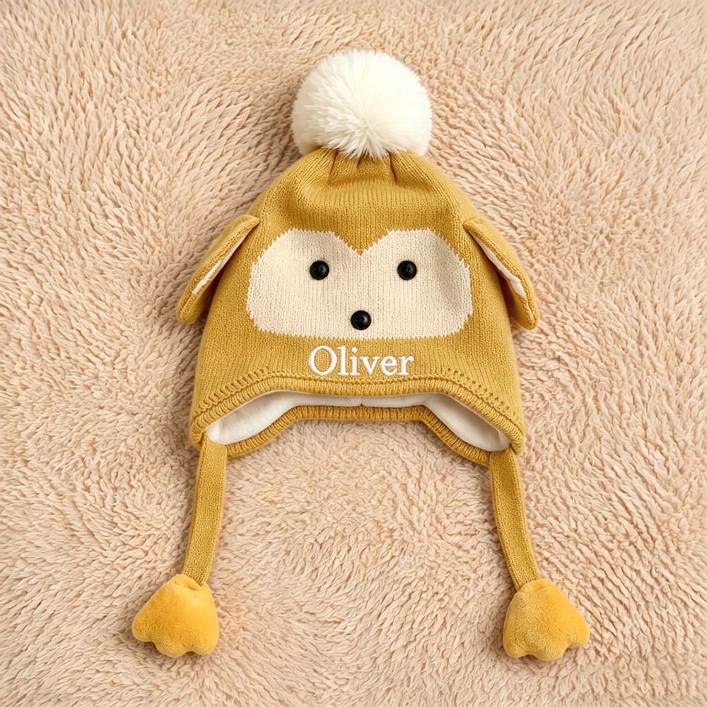 Personalized Embroidery Animal Ear Knit Beanie Hat | HSKid91