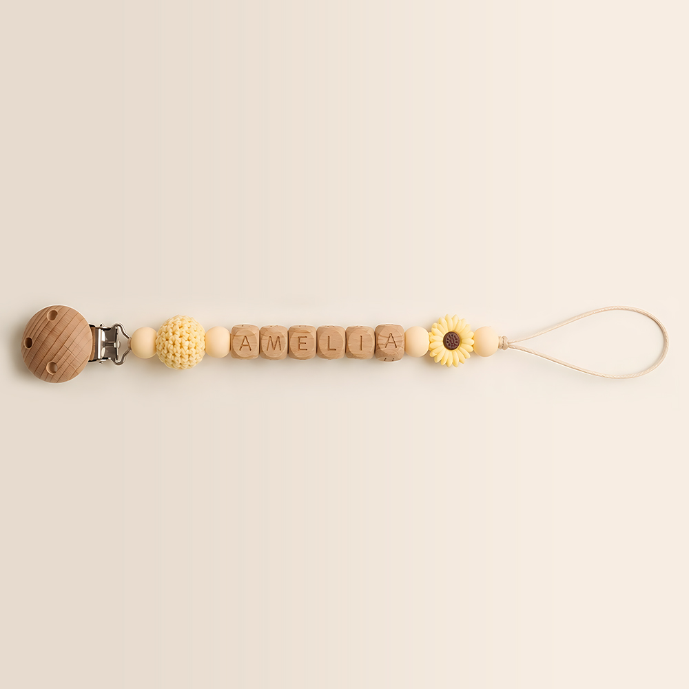 Personalized Baby Wooden Letter Bead Pacifier Clip | CWToy205