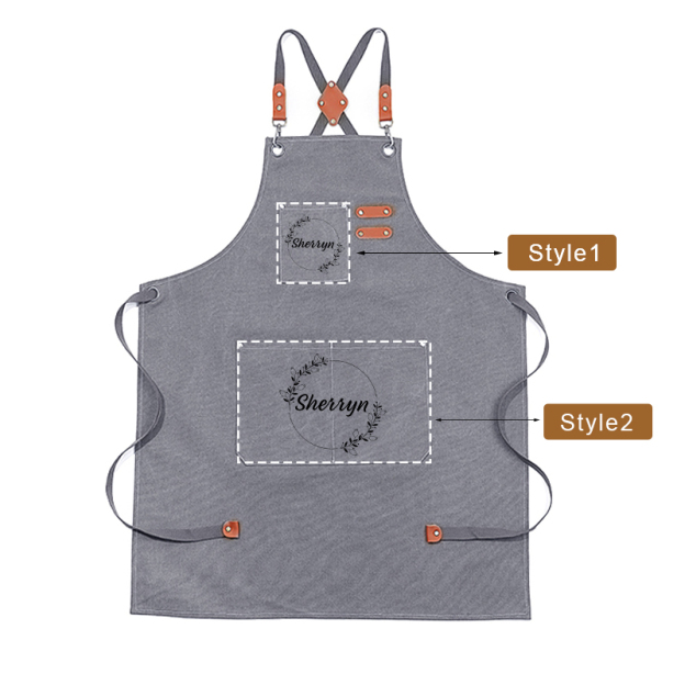 Personalized Name on Canvas Apron with Pockets for Unisex Adult | Apron22