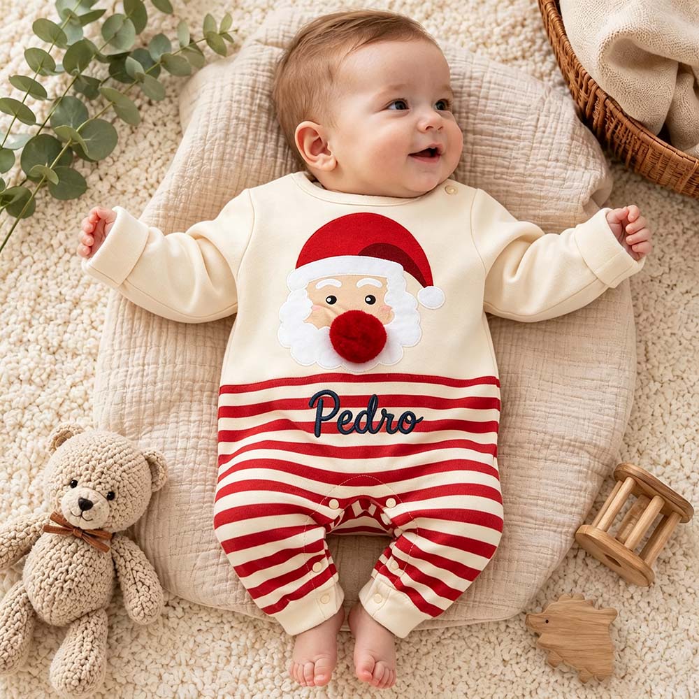 Personalized Embroidered Baby Christmas Santa Romper | MCGift385