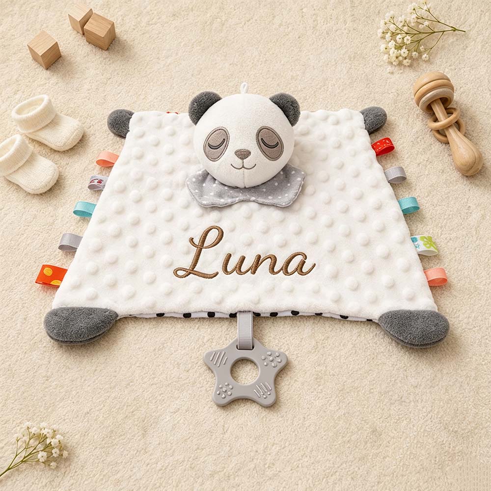 Personalized Embroidered Baby Minky Dot Animal Lovey Blanket | CWToy206