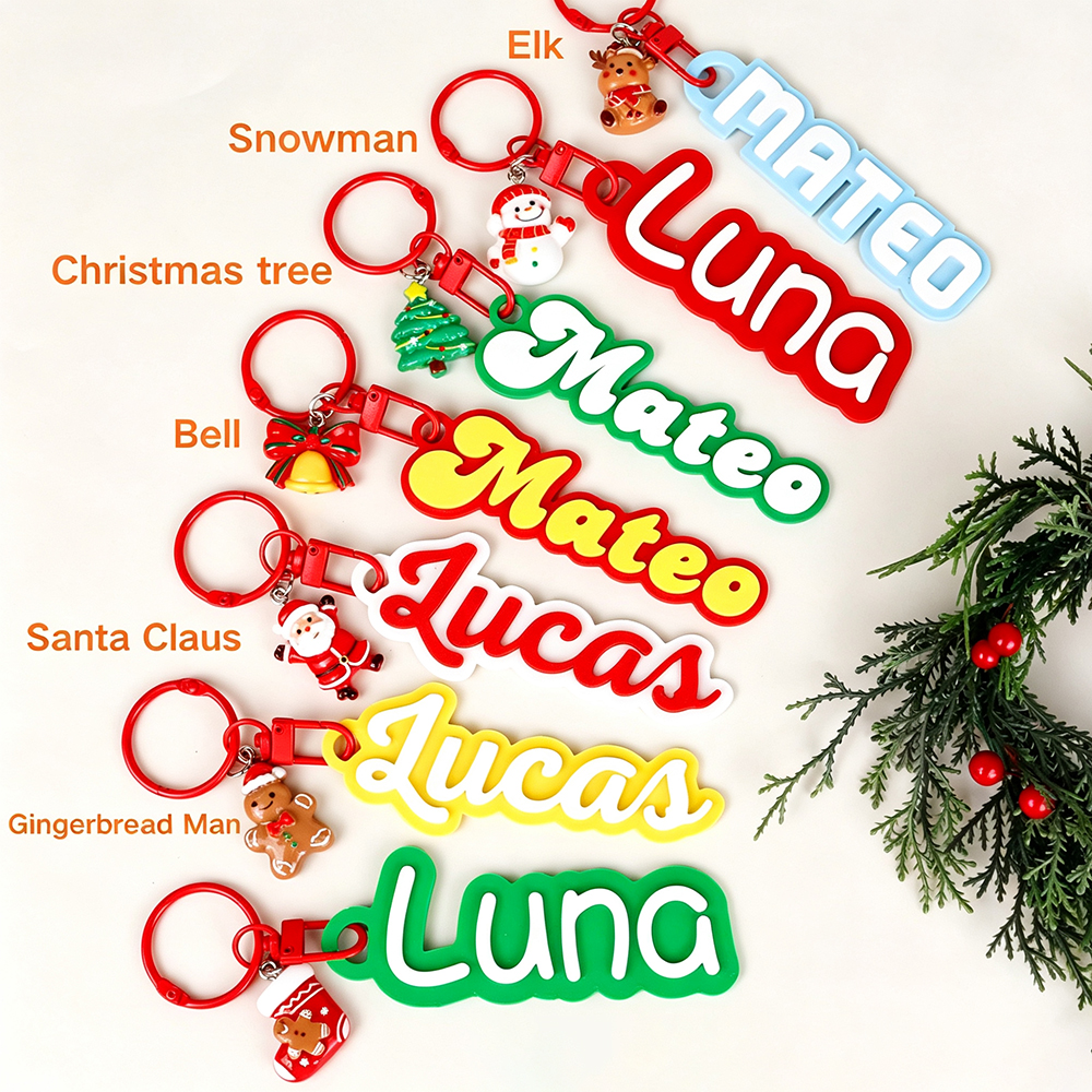 Personalized Christmas 3D Printed Name Tag Keychain Charm | MCGift401
