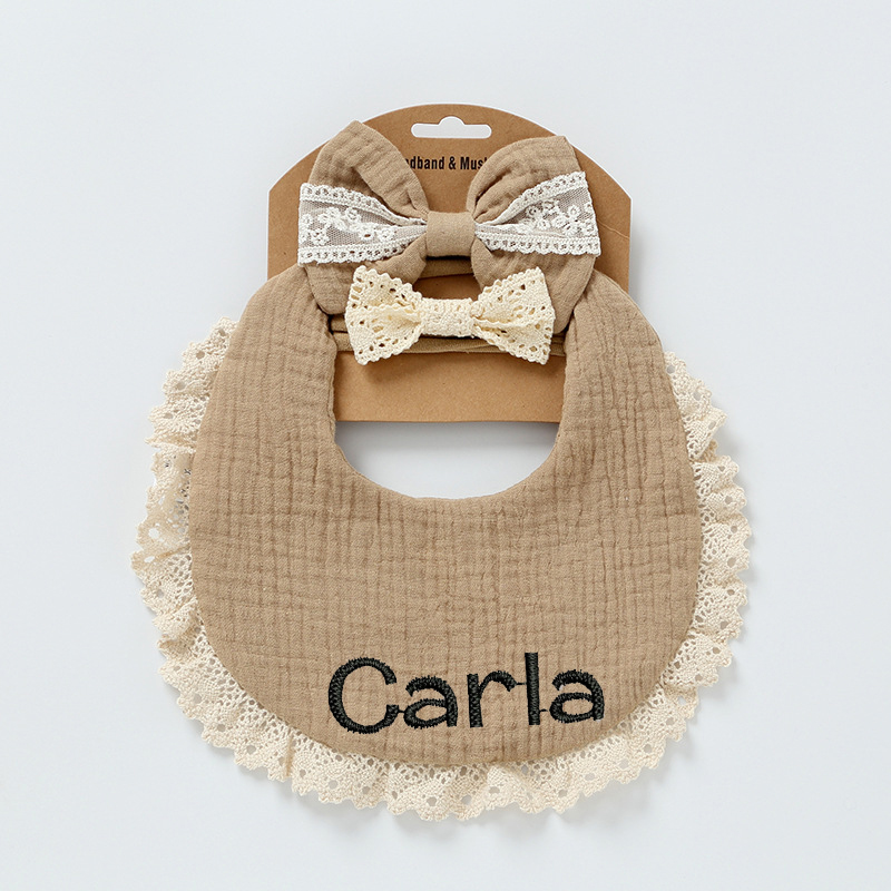 Personalized Embroidered Baby Bibs Headband Set | CWBaby29