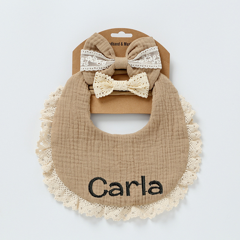 Personalized Embroidered Baby Bibs Headband Set | CWBaby29