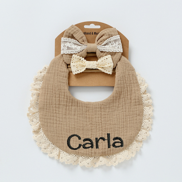 Personalized Embroidered Baby Bibs Headband Set | CWBaby29