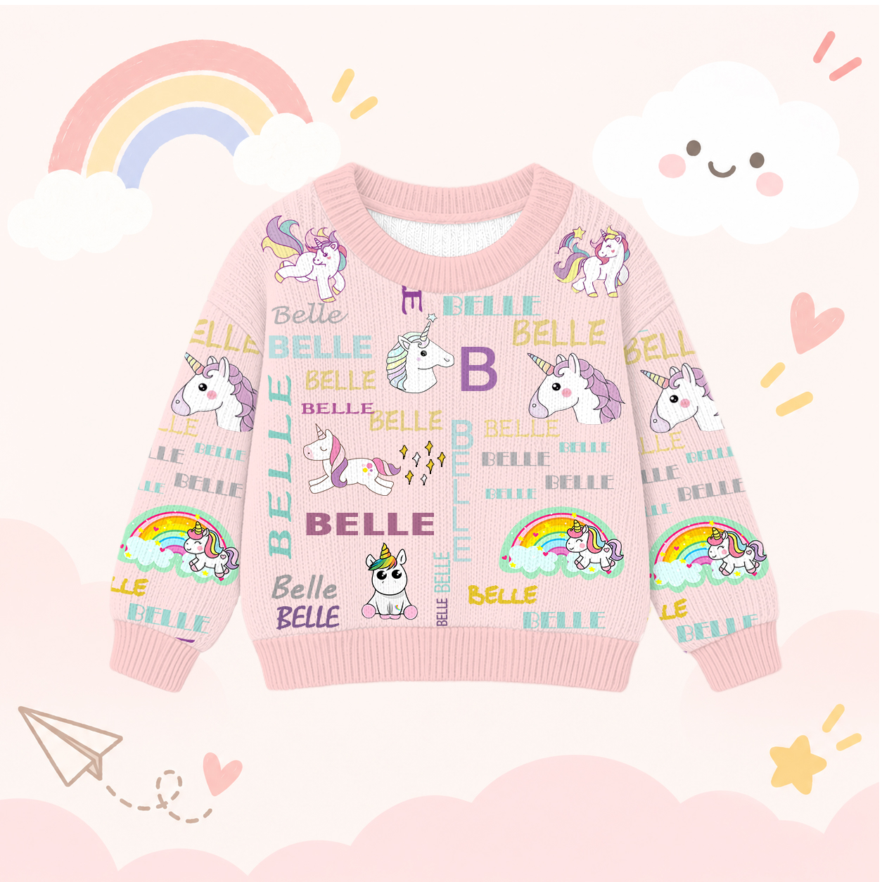 Personalized Lovely Kids Unicorn Knit Sweater | CWSweater04
