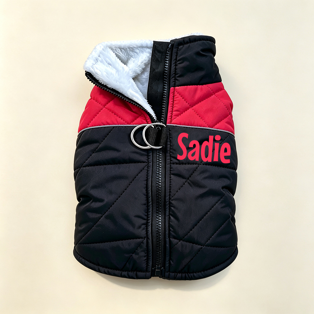 Personalized Winter Pet Fleece-Lined Color-Blocked Vest | BKPet597