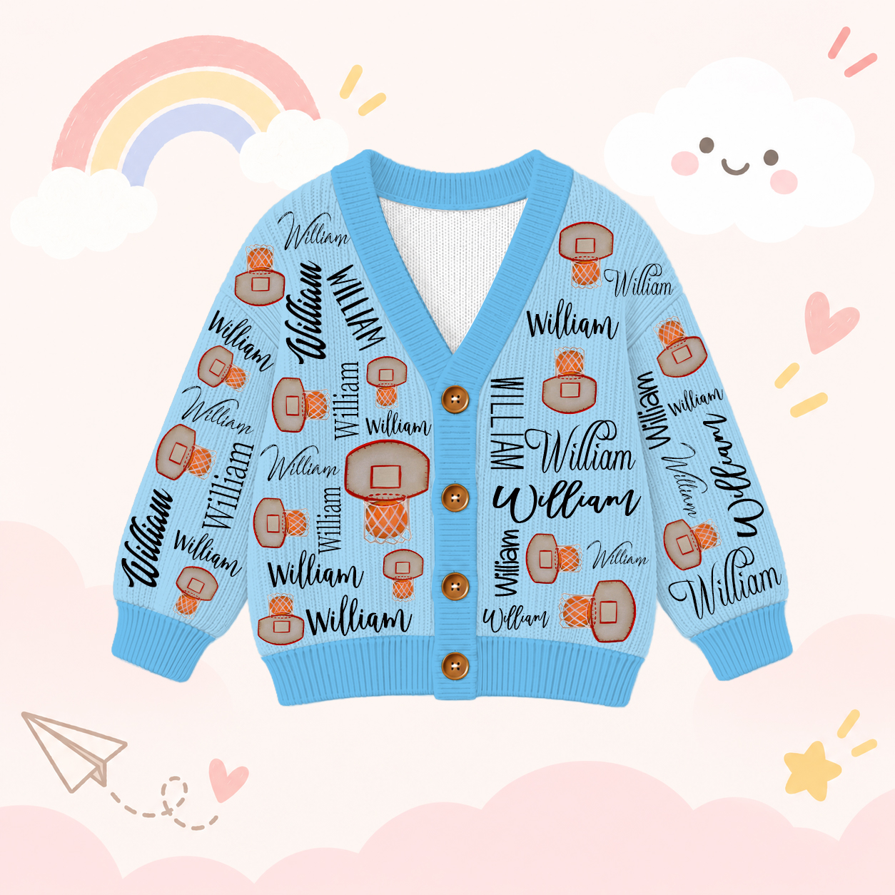 Personalized Lovely Kids Basketball Knit Sweater | CWSweater13