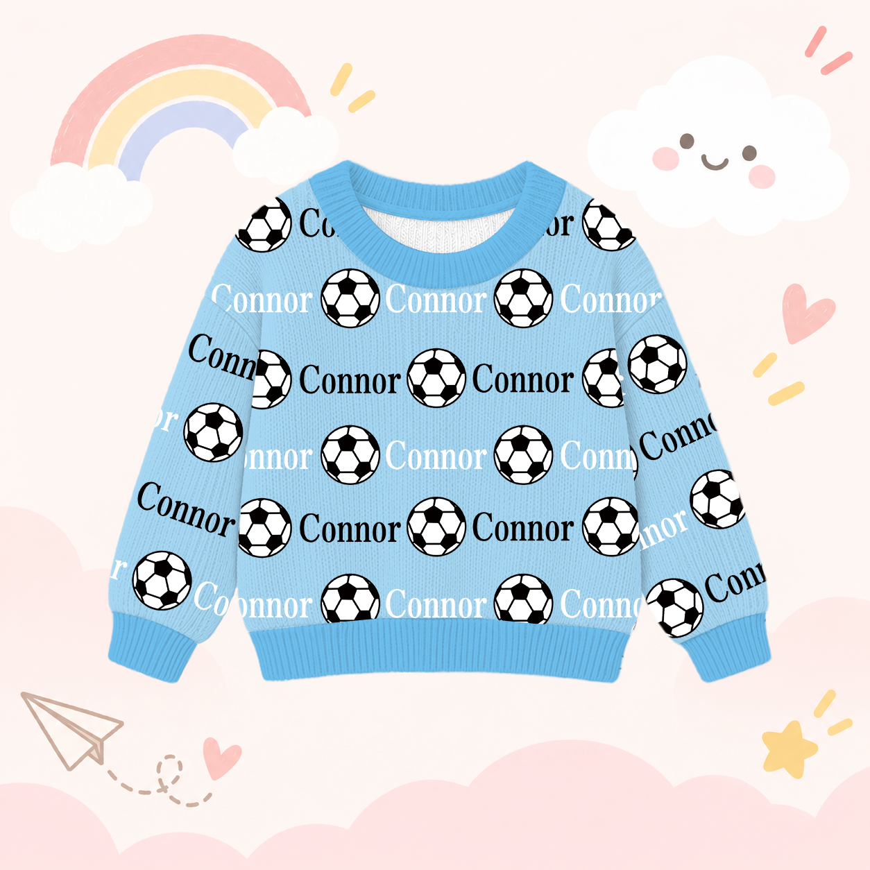 Personalized Lovely Kids Soccer Knit Sweater | CWSweater12