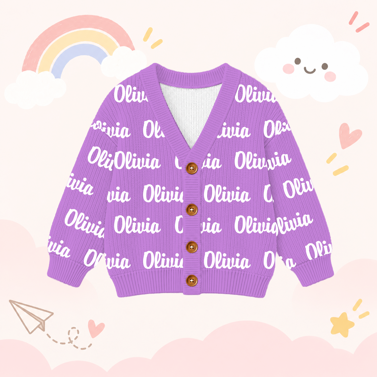 Personalized Lovely Kids Colorful Knit Sweater | CWSweater15
