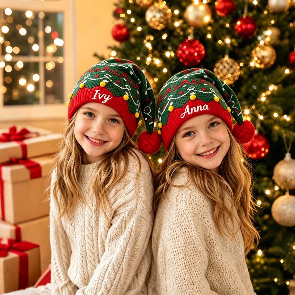 Personalized Embroidery Christmas Knit Beanie For Kid & Adult | MCGift411