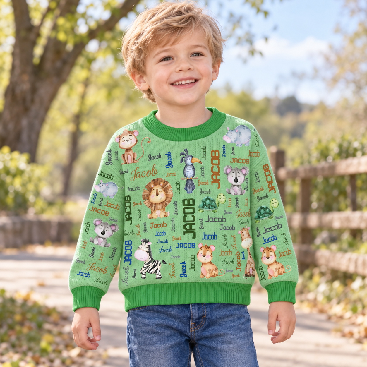 Personalized Lovely Kids Adorable Animals Knit Sweater | CWSweater17