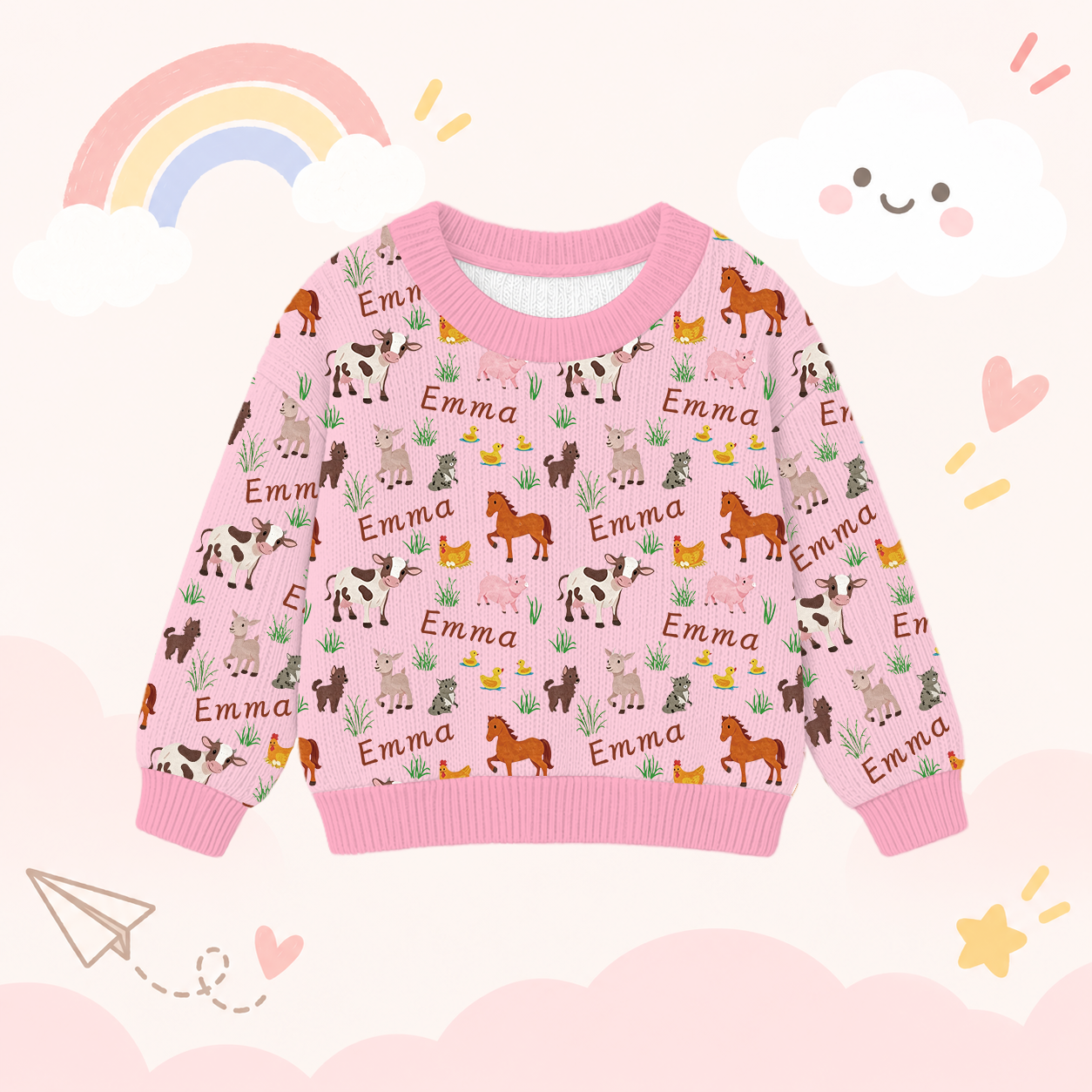 Personalized Lovely Kids Adorable Animals Knit Sweater | CWSweater18