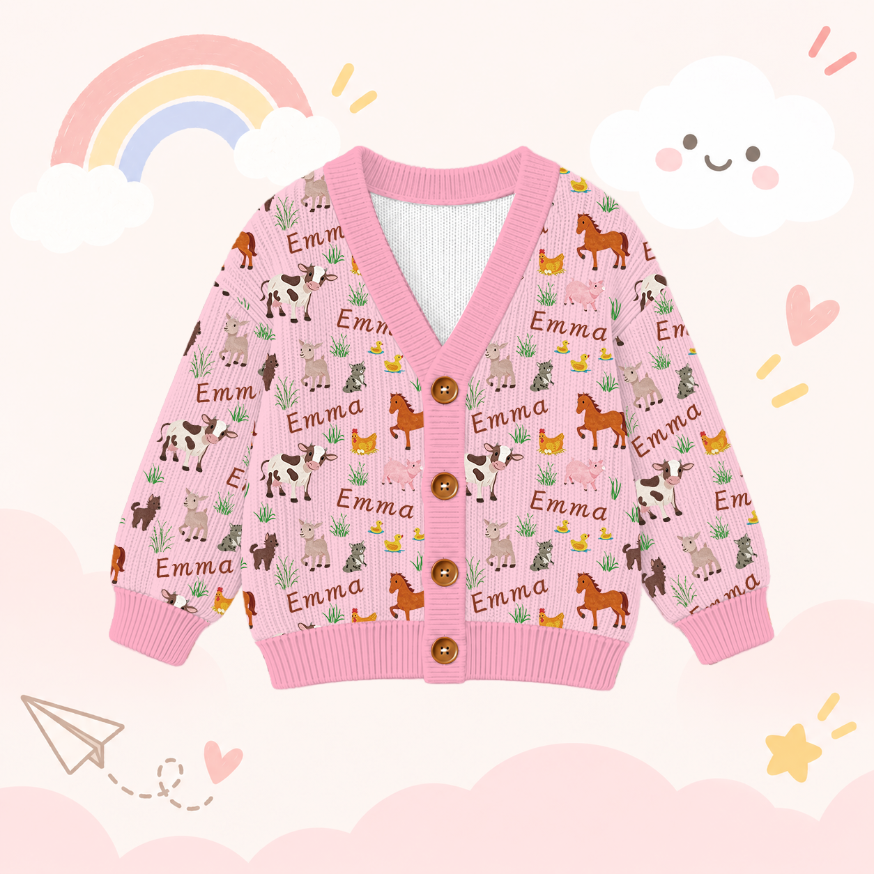 Personalized Lovely Kids Adorable Animals Knit Sweater | CWSweater18