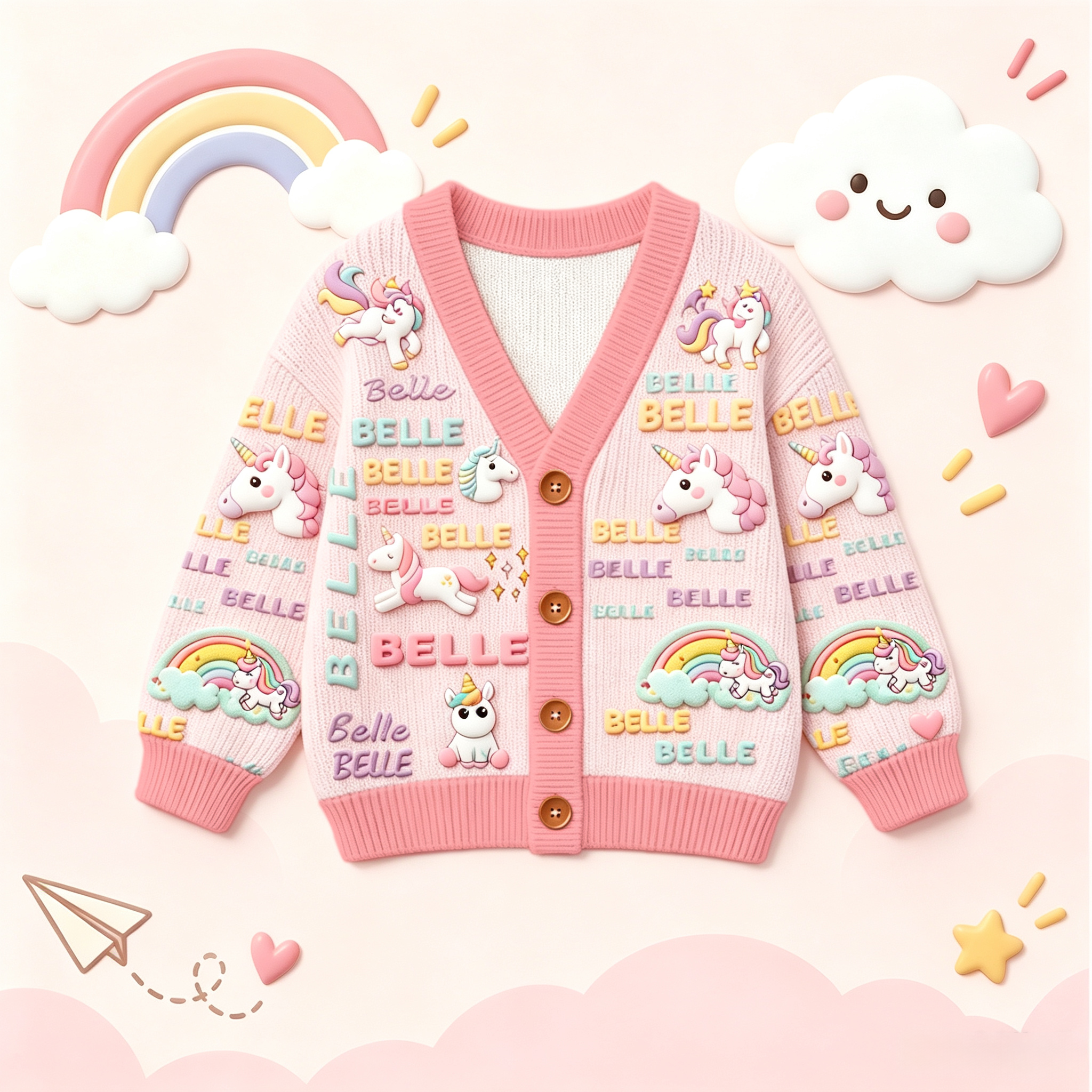 Personalized Lovely Kids Adorable Unicorn Knit Sweater | CWSweater30
