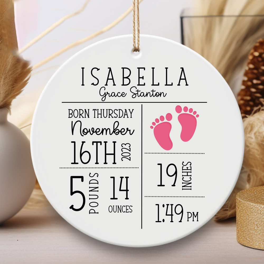 Personalized Newborn Baby Birth Announcement Ornament | CWBaby31
