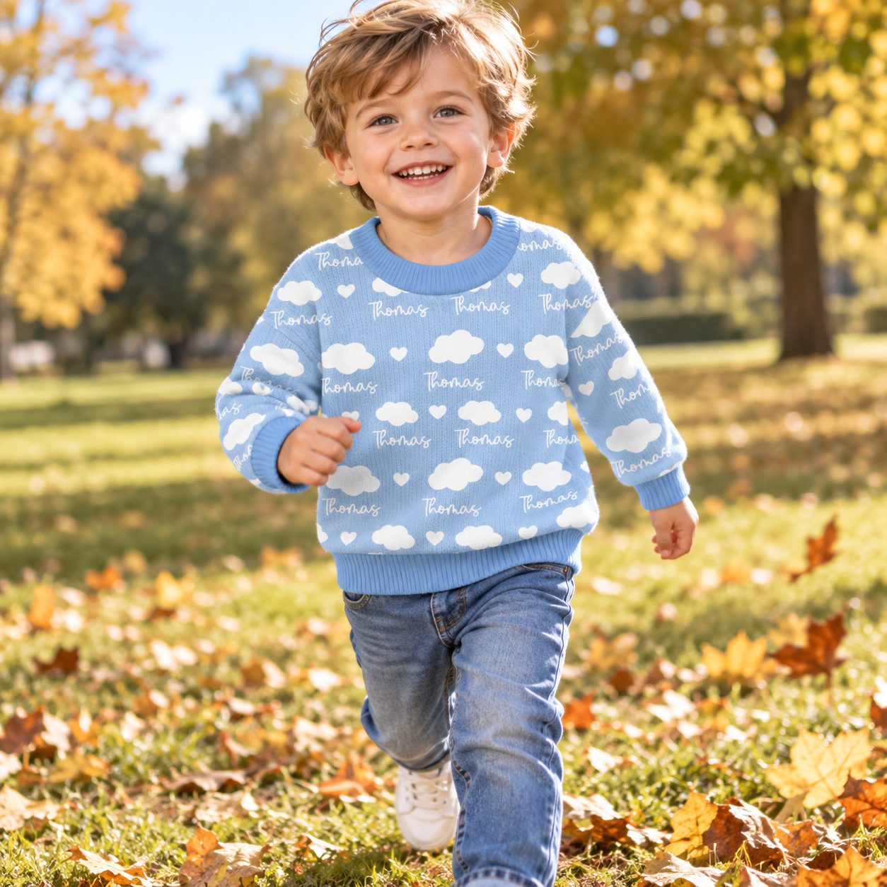 Personalized Lovely Kids Soft Clouds Knit Sweater | CWSweater31