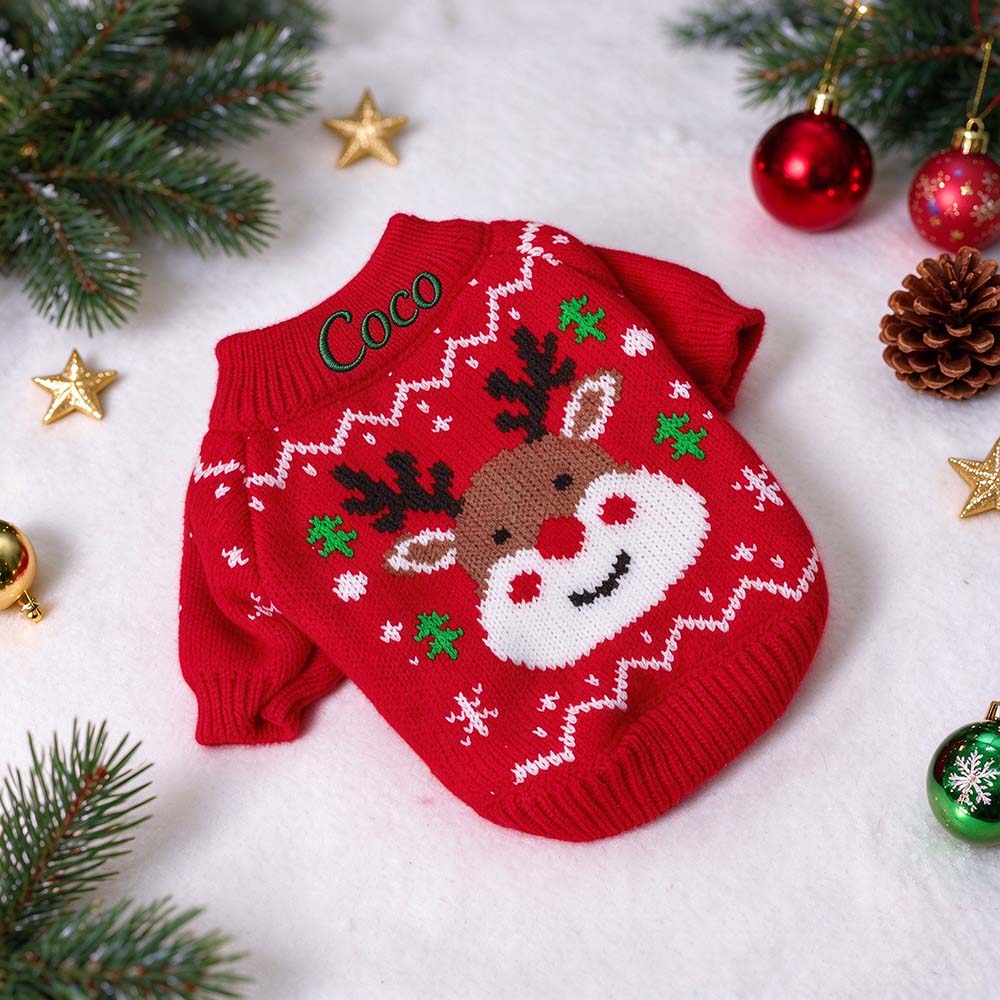 Personalized Embroidered Pets Christmas Cute Knit Sweater | MCGift427