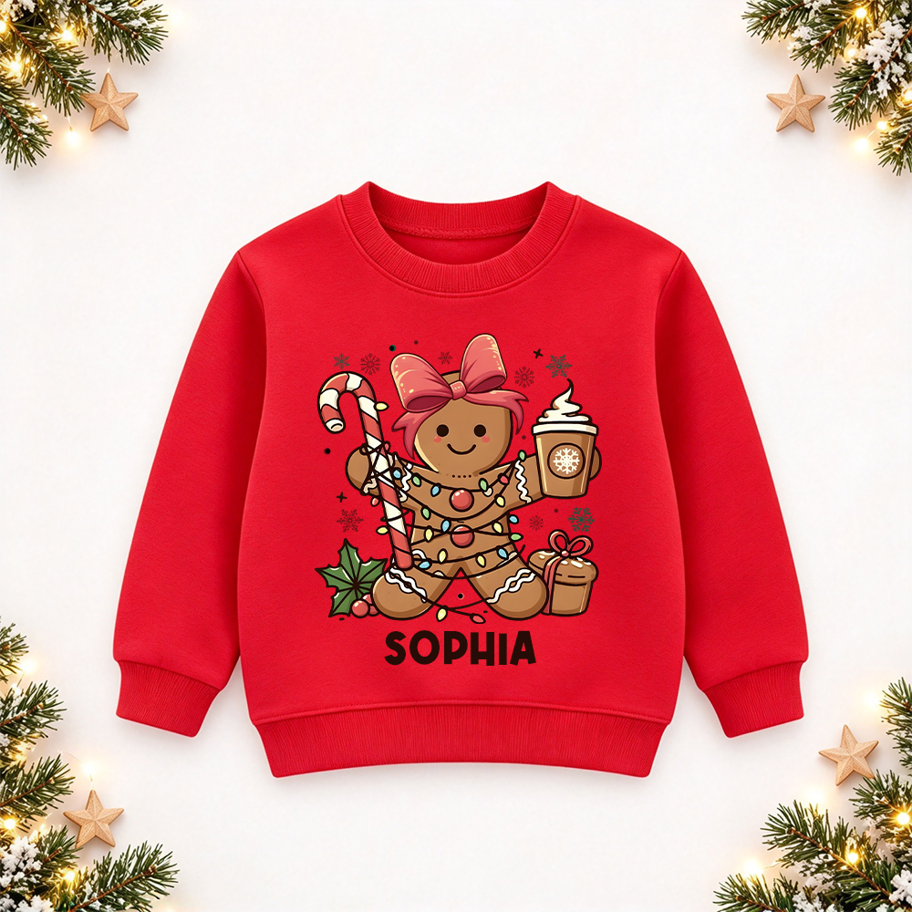 Personalized Christmas Kids Gingerbread Sweatshirt | MCGift419