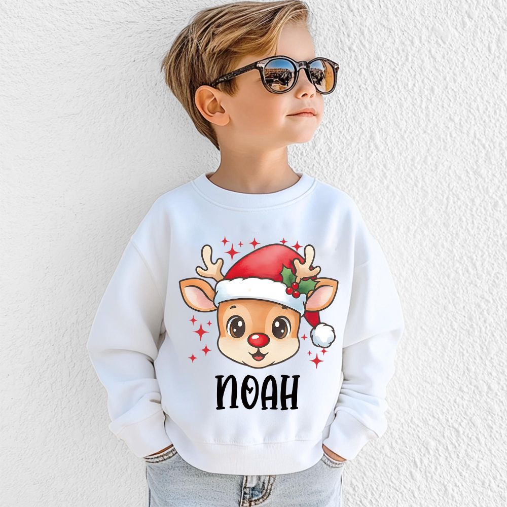 Personalized Christmas Kids Reindeer Sweatshirt | MCGift418