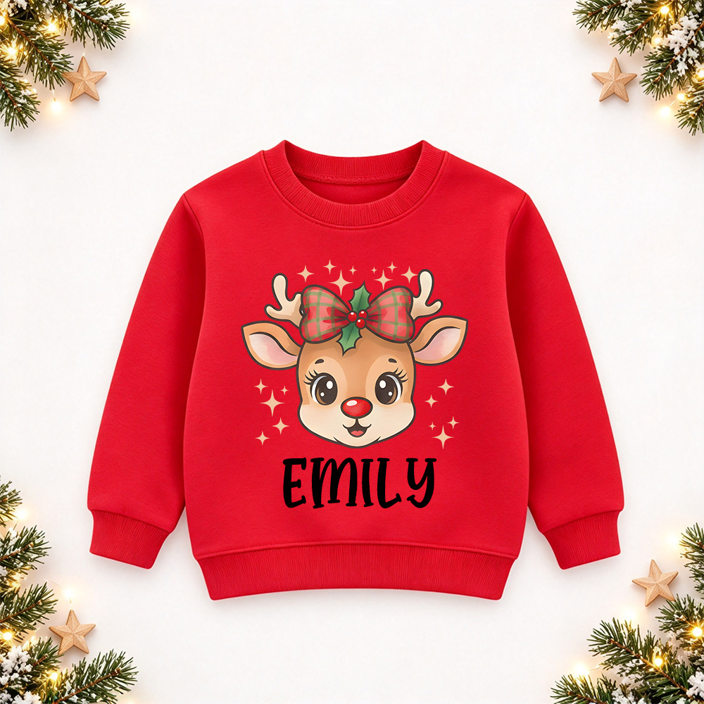 Personalized Christmas Kids Reindeer Sweatshirt | MCGift418