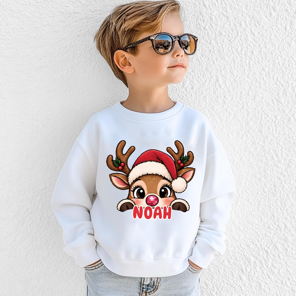 Personalized Christmas Kids Reindeer Sweatshirt | MCGift417