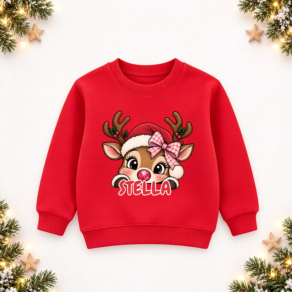 Personalized Christmas Kids Reindeer Sweatshirt | MCGift417