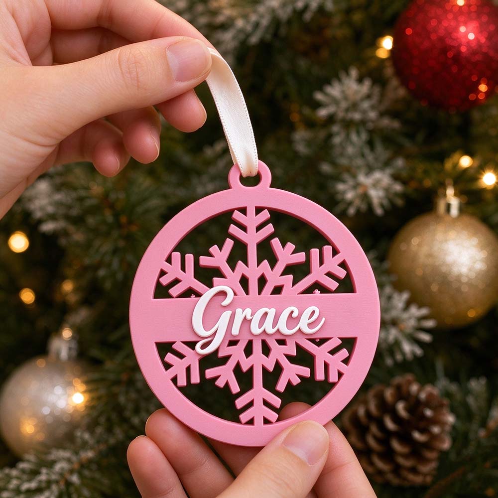 Personalized Christmas 3D Printed Snowflake Ornament | MCGift412