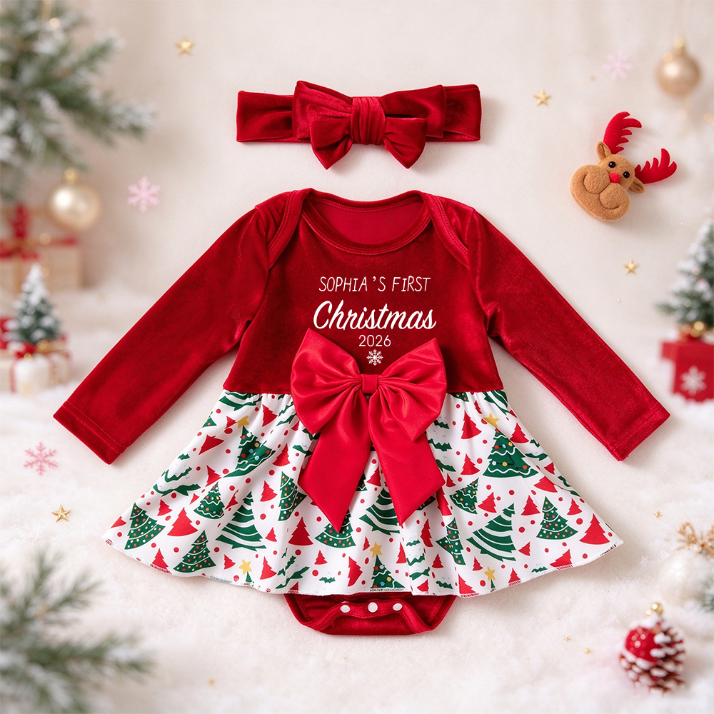 Personalized Baby Girl Christmas Dress Set | MCGift426